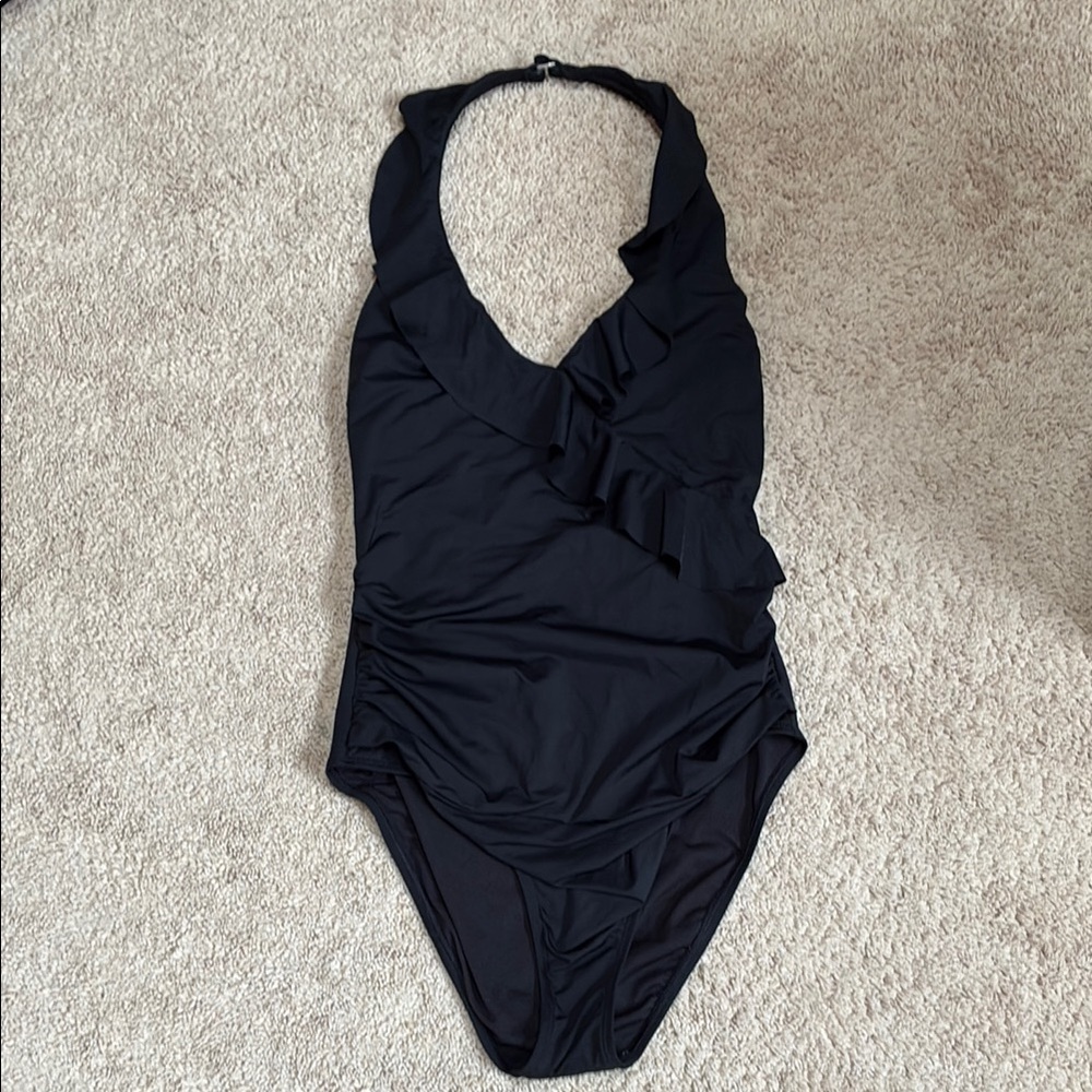 Elegant Black Halter Swimsuit